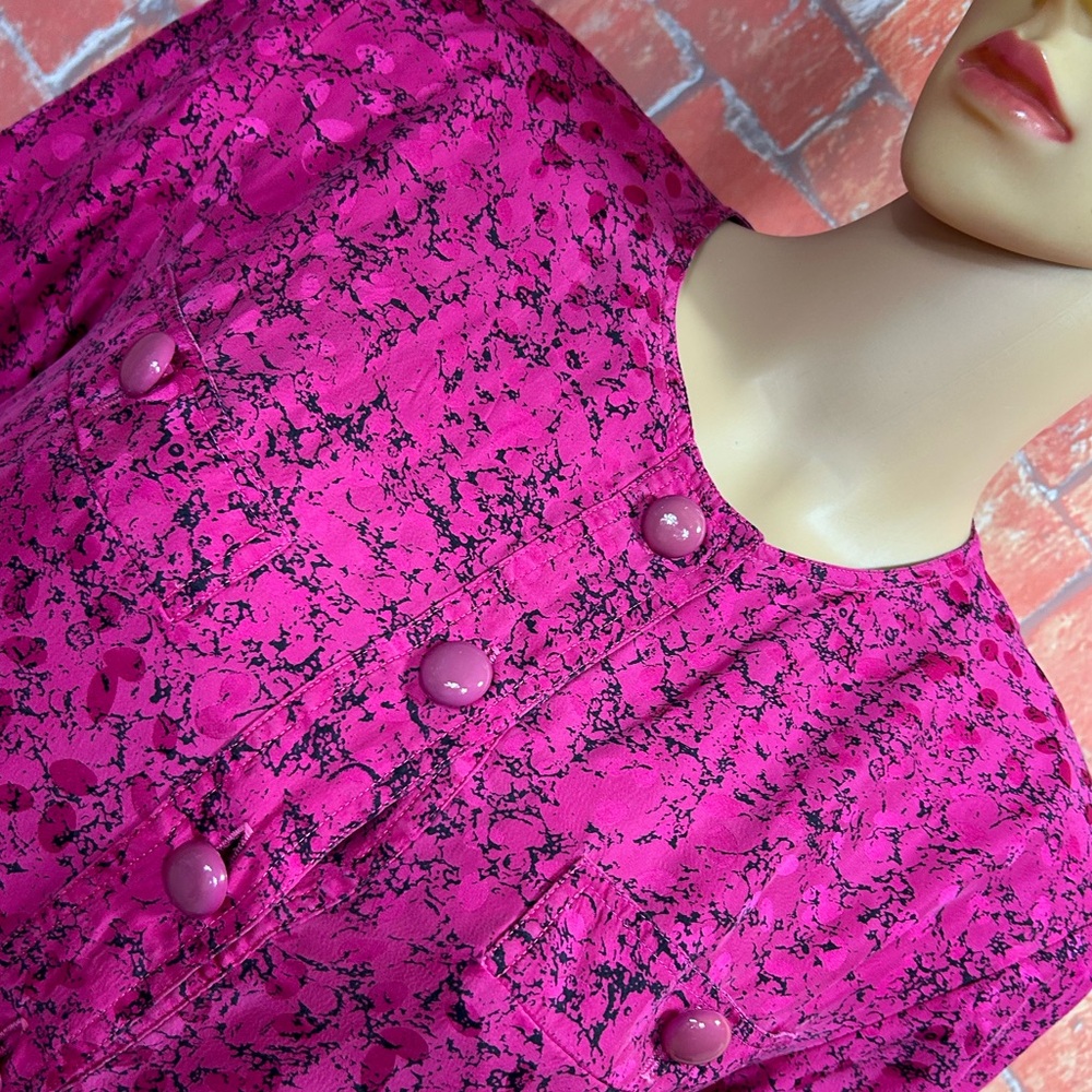 Julie Francis Vintage 80’s Silk Dropwaist Long Sleeve Dress - Picture 2 of 10